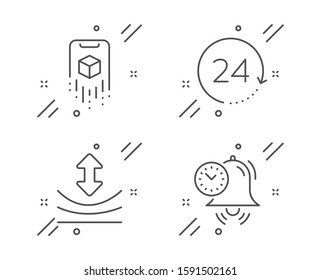 Resilience, Augmented reality and 24 hours line icons set. Time management sign. Elastic, Phone simulation, Time. Alarm clock. Science set. Line resilience outline icon. Vector