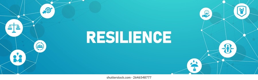 Resilience banner web icon set concept for successfully cope with a crisis with an icon of the strength, confidence, motivate, self protecting, effort, change and agility icons. vector illustration