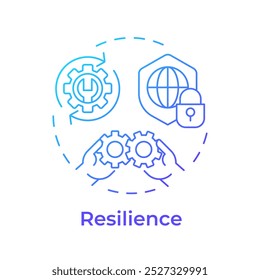 Resilience blue gradient concept icon. Pillars of industry 5.0. Flexible and adaptive system. Ability to recover. Round shape line illustration. Abstract idea. Graphic design. Easy to use in article