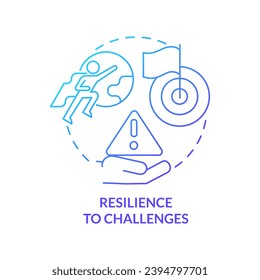 Resilience to challenges blue gradient concept icon. Goal achievement. Organizational change. Growth mindset. Crisis management abstract idea thin line illustration. Isolated outline drawing