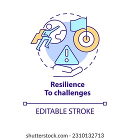 Resilience to challenges concept icon. Goal achievement. Organizational change. Growth mindset. Crisis management abstract idea thin line illustration. Isolated outline drawing. Editable stroke