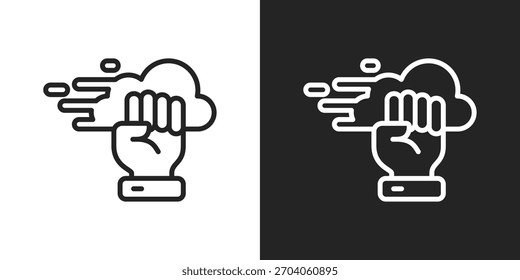 Icono De Resiliencia En Versión De Línea Sobre Fondo Blanco Y Negro