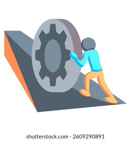 Resilience icon represented by push the load to the top Flat style.