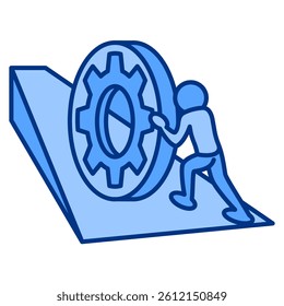 Resilience icon represented by push the load to the top Blue style.