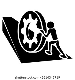 Resilience icon represented by push the load to the top Black Filled style.
