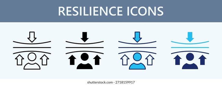 Conjunto de iconos de resiliencia Colección de estilos múltiples