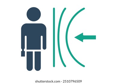 Ícone de resiliência. estilo de ícone sólido. homem de negócios com parede e seta. ícone relacionado a SWOT. elementos de negócios vetor ilustração