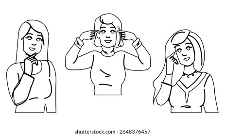 resilience positive thinking woman vector. optimism motivation, inspiration success, happiness mindfulness resilience positive thinking woman character. people black line pencil drawing illustration