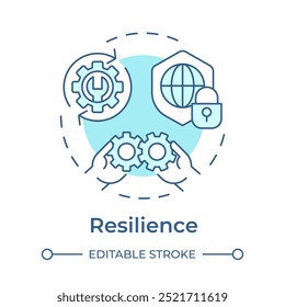 Resilience soft blue concept icon. Pillars of industry 5.0. Flexible and adaptive system. Ability to recover. Round shape line illustration. Abstract idea. Graphic design. Easy to use in article