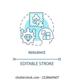 Resilience turquoise concept icon. Circular economy principle abstract idea thin line illustration. Ecological robustness. Isolated outline drawing. Editable stroke. Arial, Myriad Pro-Bold fonts used