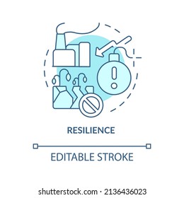 Resilience turquoise concept icon. Sustainable land management abstract idea thin line illustration. Slow land degradation. Isolated outline drawing. Editable stroke. Arial, Myriad Pro-Bold fonts used