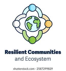 Resilient Communities and Ecosystem – Colored Version (Editable Stroke)