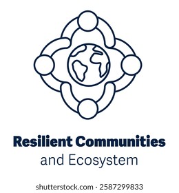 Resilient Communities and Ecosystem – Outline Version (Editable Stroke)