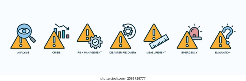 Resilient Response Icon Set Isolated Vector Illustration Concept With Icon Of Analysis, Crisis, Risk Management, Disaster Recovery, Measurement, Emergency, Evaluation In Outline Color Style