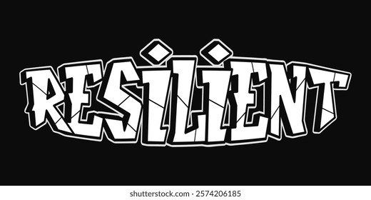 Resilient - single word, letters graffiti style. Vector hand drawn logo. Funny cool trippy word Resilient, fashion, graffiti style print t-shirt, poster concept