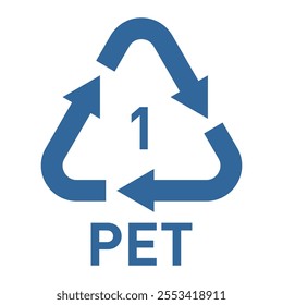 Resin identification code RIC symbol for plastic made out of PETE or PET