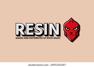 Resin Logo with Evil Red Face. Rock Music Brand Logo with Red Face Icon.