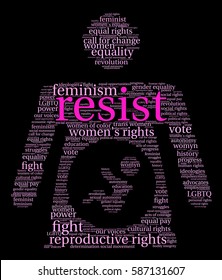 Resist word cloud on a black background.  