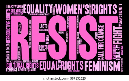 Resist word cloud on a black background.  