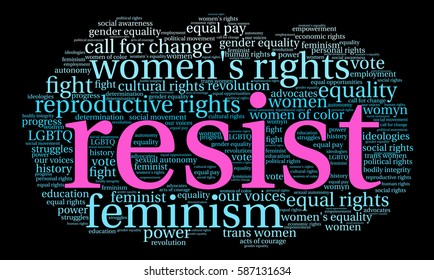 Resist word cloud on a black background.  