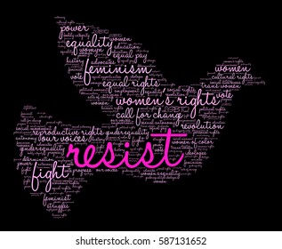 Resist word cloud on a black background.  