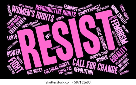 Resist word cloud on a black background.  