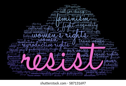 Resist word cloud on a black background.  