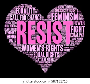Resist word cloud on a black background.  