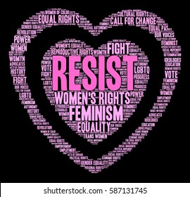 Resist word cloud on a black background.  