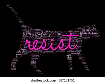 Resist word cloud on a black background.  