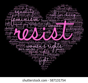 Resist word cloud on a black background.  