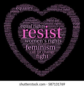 Resist word cloud on a black background.  