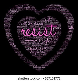 Resist word cloud on a black background.  