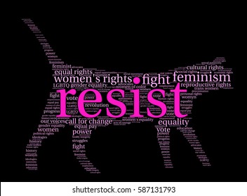 Resist word cloud on a black background.  