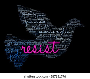 Resist word cloud on a black background.  
