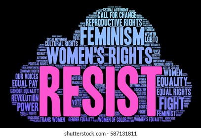 Resist word cloud on a black background.  