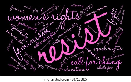 Resist word cloud on a black background.  