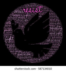 Resist word cloud on a black background.  