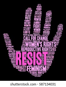 Resist word cloud on a black background.  