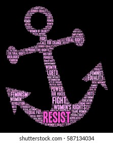 Resist word cloud on a black background.  
