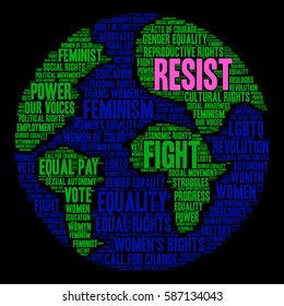 Resist word cloud on a black background.  
