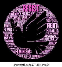 Resist word cloud on a black background.  