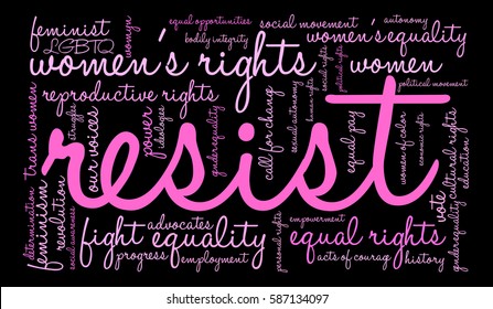 Resist word cloud on a black background.  