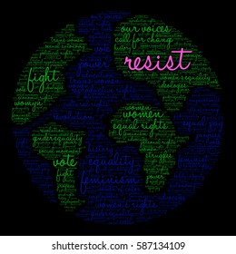 Resist word cloud on a black background.  