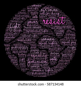 Resist word cloud on a black background.  