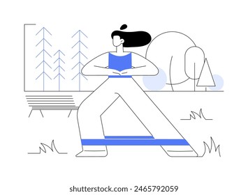 Resistance band workout isolated cartoon vector illustrations. Girl training with a fitness elastic band, wellness workout, healthy and active lifestyle, bodybuilding motivation vector cartoon.