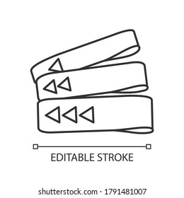 Icono lineal de bandas de resistencia. Equipamiento de gimnasio para fitness delgada ilustración personalizable. Símbolo de contorno. Equipo deportivo para entrenamiento de resistencia. Dibujo de contorno aislado del vector. Trazo editable