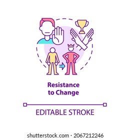 Resistance to change concept icon. Unwillingness to transform life abstract idea thin line illustration. Happiness mindset obstacle. Vector isolated outline color drawing. Editable stroke