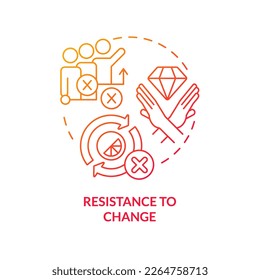 Resistance to change red gradient concept icon. Absent flexibility. Brand longevity challenge abstract idea thin line illustration. Isolated outline drawing. Myriad Pro-Bold font used