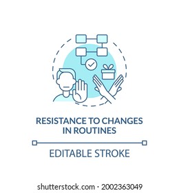 Resistance to changes in routines concept icon. Autism sign abstract idea thin line illustration. Changing scheduled activities. Vector isolated outline color drawing. Editable stroke